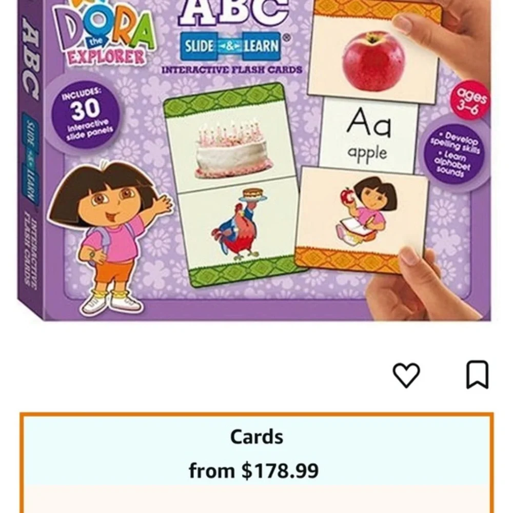 Dora the Explorer Flash Cards Alphabet Slide and Learn‎ Rare HTF